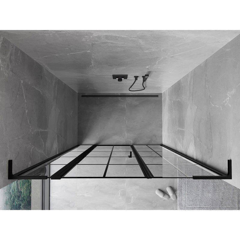 Mexen Mist L balos zuhanyajtó balra nyíló 160 cm, fekete rács, fekete - 8A4L-160-001-70-77-L