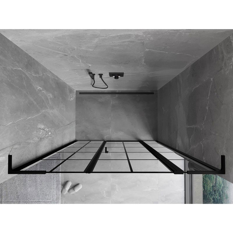 Mexen Mist L ușă de duș batantă dreaptă 135 cm, grilaj negru, negru - 8A4L-135-001-70-77-P