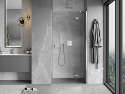 Mexen Mist-H fülkék bejárati ajtaja, jobbos, 85 cm, átlátszó, króm - 8A5-085-000-01-00-P