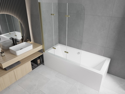 Mexen Felix kádparaván 3-szárnyú 120 x 140 cm, átlátszó, arany - 890-120-003-50-00