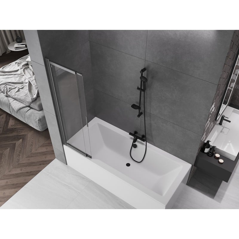 Mexen Fox paravan de baie cu 2 aripi glisante 85 x 150 cm, transparent, gri închis periat - 891-085-002-66-00