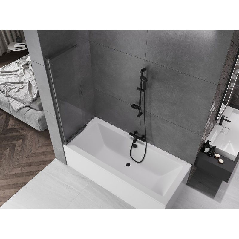 Mexen Fox paravan de baie cu 2 aripi glisante 85 x 150 cm, transparent, gri închis periat - 891-085-002-66-00