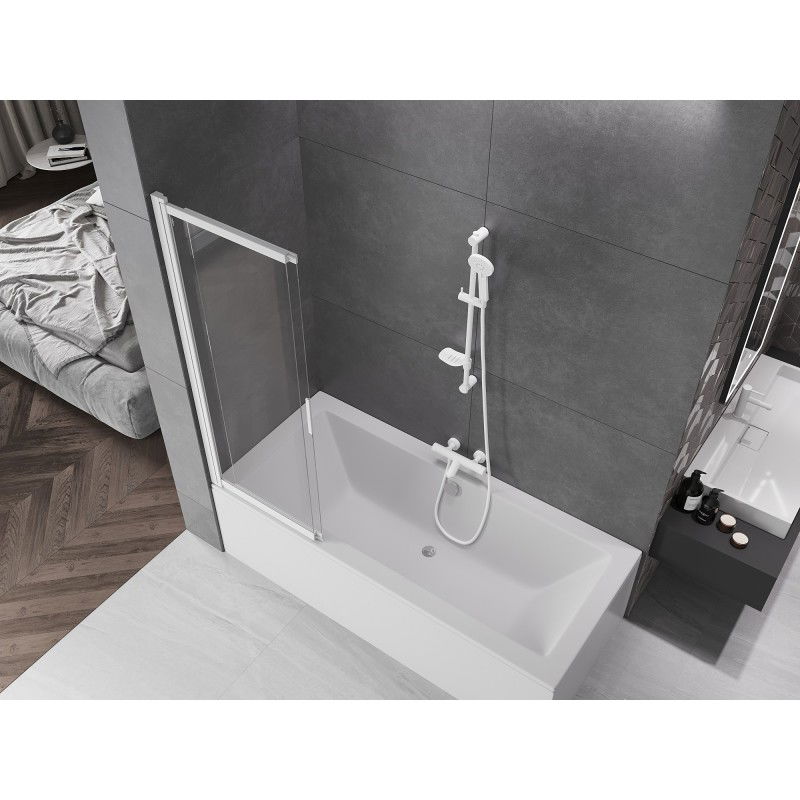 Mexen Fox 2 szárnyú toló fürdőszobai paraván 100 x 150 cm, átlátszó, fehér - 891-100-002-20-00