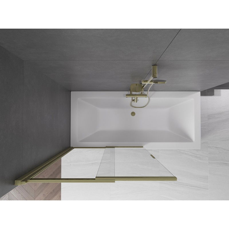 Mexen Fox paravan pentru cadă 2 canaturi glisant 100 x 150 cm, transparent, auriu periat - 891-100-002-55-00