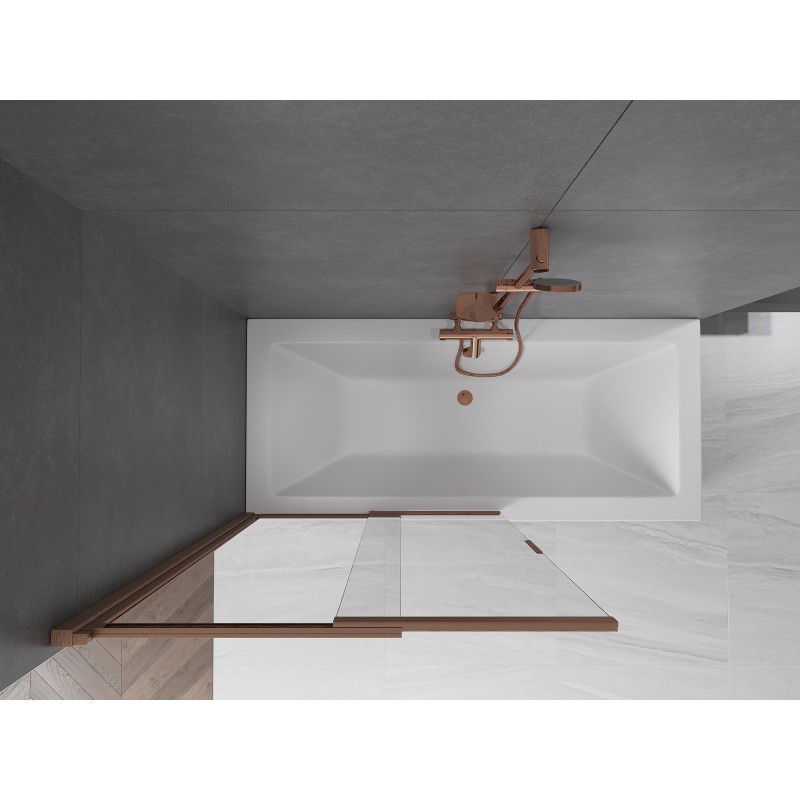 Mexen Fox paravan de cadă cu 2 uși glisante 100 x 150 cm, transparent, cupru periat - 891-100-002-65-00