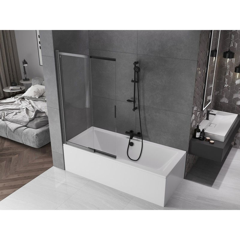 Mexen Fox paravan de duș cu 2 uși glisante 100 x 150 cm, transparent, gri pistool periat - 891-100-002-66-00