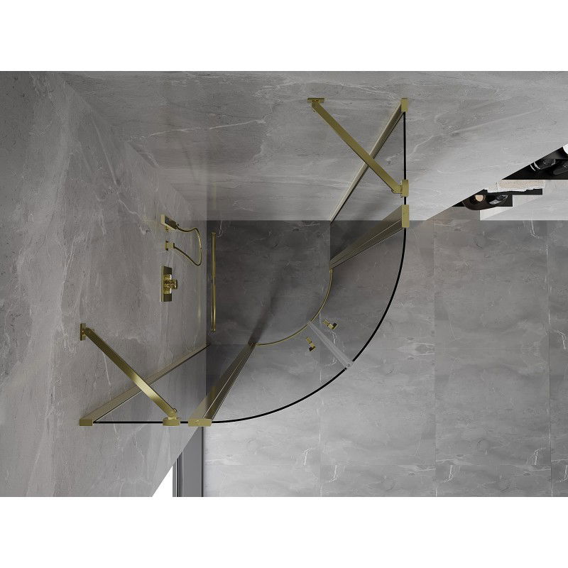 Mexen Mist cabina de duș semicirculară basculantă 90 x 90 cm, transparentă, aurie - 8A32-090-090-50-00