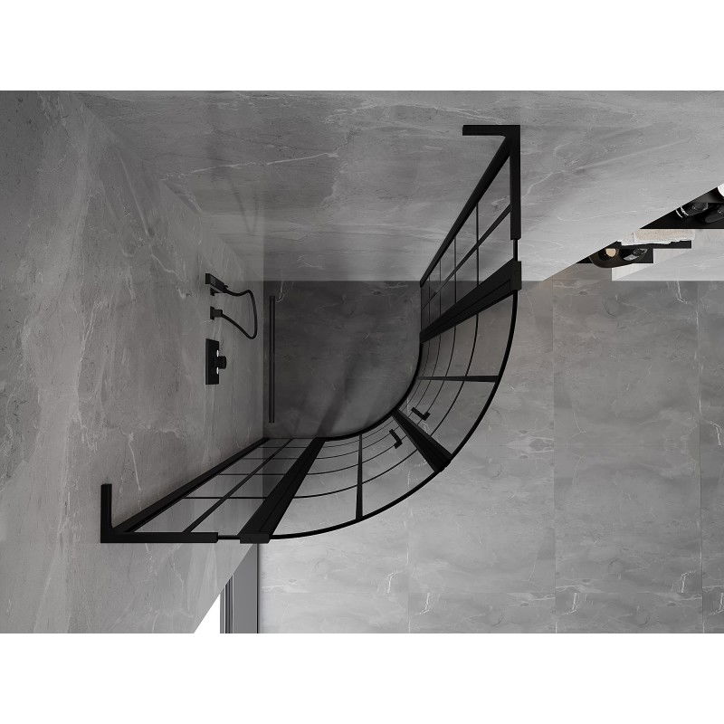Mexen Mist L cabină de duș semicirculară, oscilantă, 90 x 90 cm, grilaj negru, negru - 8A32L-090-090-70-77