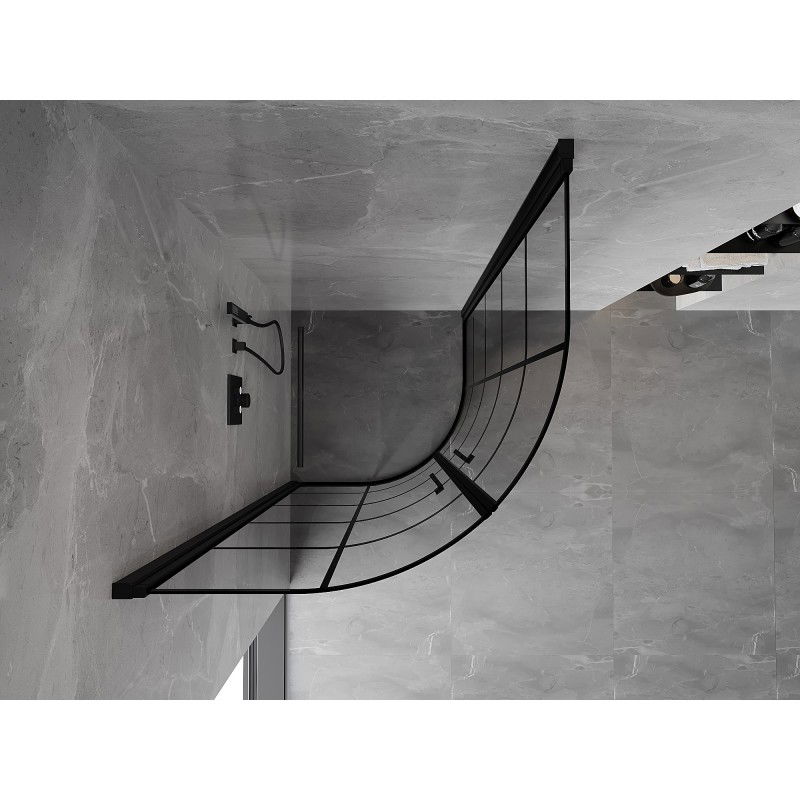 Mexen Mist cabină de duș semicirculară batantă 70 x 70 cm, grilaj negru, negru - 8A31-070-070-70-77