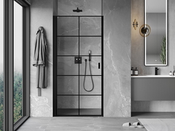 Mexen Mist-B nyíló zuhanyajtó bal 80 cm, fekete rács, fekete - 8A2-080-000-70-77-L