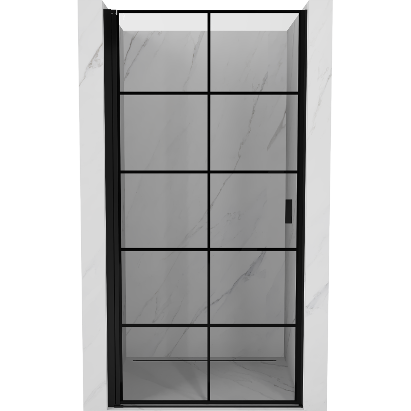 Mexen Mist-B ușă de duș batantă stânga 90 cm, grilaj negru, negru - 8A2-090-000-70-77-L