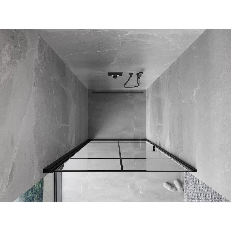 Mexen Mist-B uși de duș batante stânga 100 cm, grilaj negru, negru - 8A2-100-000-70-77-L