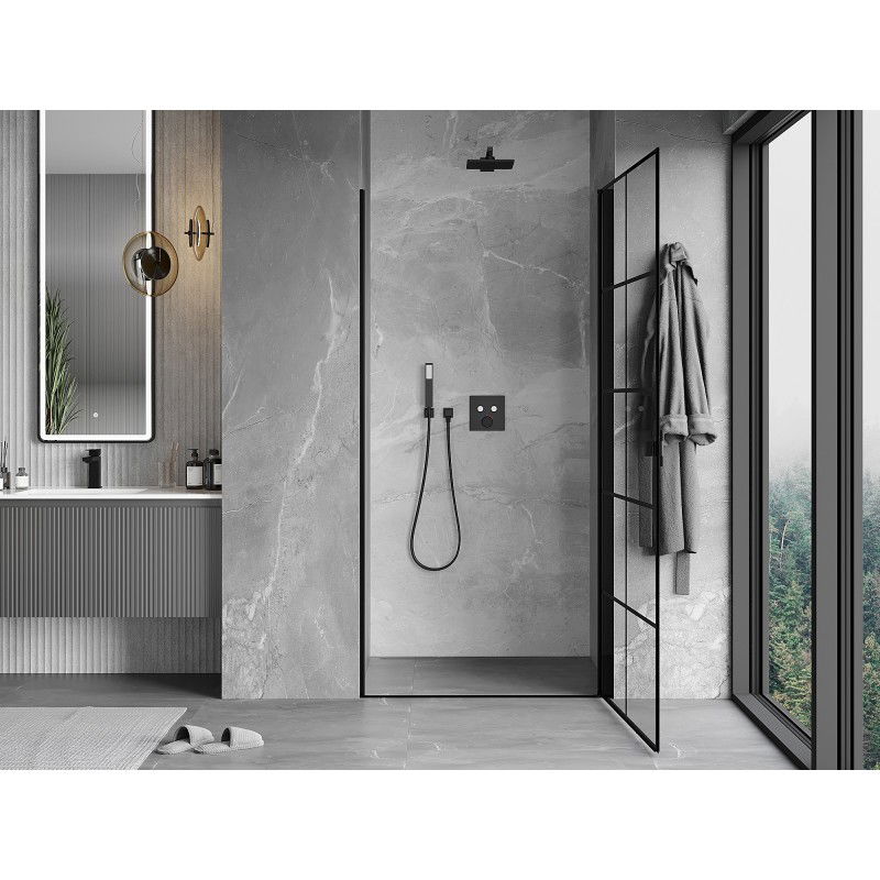 Mexen Mist-B ușă de duș pivotantă dreapta 100 cm, grilaj negru, negru - 8A2-100-000-70-77-P