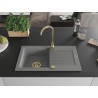 Mexen Pablo 1-medencés gránitmosogató csepegtetővel 752 x 436 mm, szürke, arany szifon - 6510751010-71-G