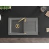 Mexen Pablo chiuvetă din granit cu 1 compartiment cu picurător 752 x 436 mm, gri, sifon Auriu - 6510751010-71-G