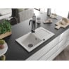 Mexen Pablo 1-medencés gránit mosogató csepegtetővel 752 x 436 mm, fehér, fekete szifon - 6510751010-20-B