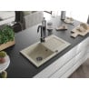 Mexen Pablo chiuvetă din granit cu o cuvă și scurgător 752 x 436 mm, bej, sifon negru - 6510751010-69-B
