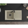 Mexen Pablo chiuvetă de granit cu 1 cupă și scurgător 752 x 436 mm, bej, sifon negru - 6510751010-69-B