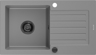 Mexen Pablo1-medencés gránit mosogató edényszárítóval 752 x 436 mm, Szürke, szifon Fekete - 6510751010-71-B