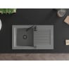 Mexen Pablo egymedencés gránit mosogató csepegtetővel 752 x 436 mm, szürke, fekete szifon - 6510751010-71-B