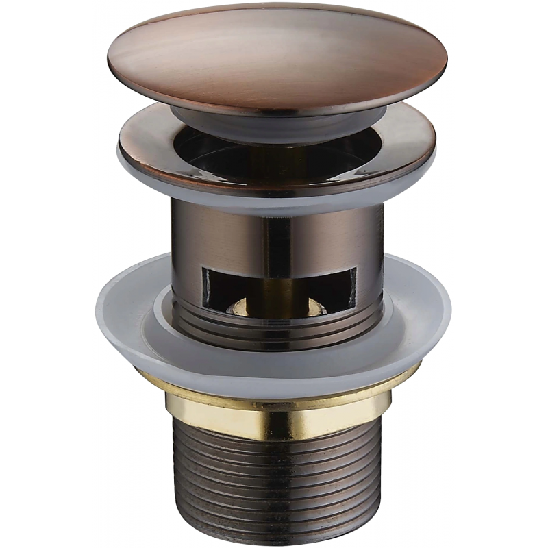 Mexen scurgător tip click-clack rotund cu preaplin, cupru antic - 79920-45