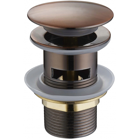 Mexen scurgător tip click-clack rotund cu preaplin, cupru antic - 79920-45