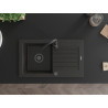 Mexen Pablo chiuvetă de granit cu 1 cuvă și scurgător 752 x 436 mm, negru/auriu metalic, sifon negru - 6510751010-75-B