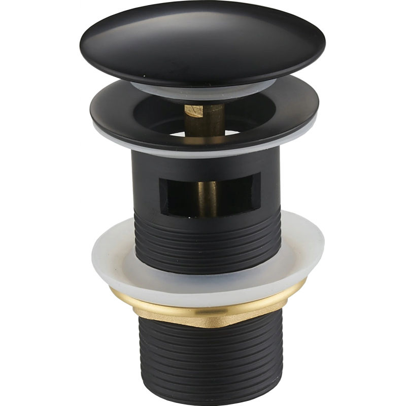 Mexen dop de chiuvetă rotund cu sistem click-clack și preaplin, negru - 79920-70