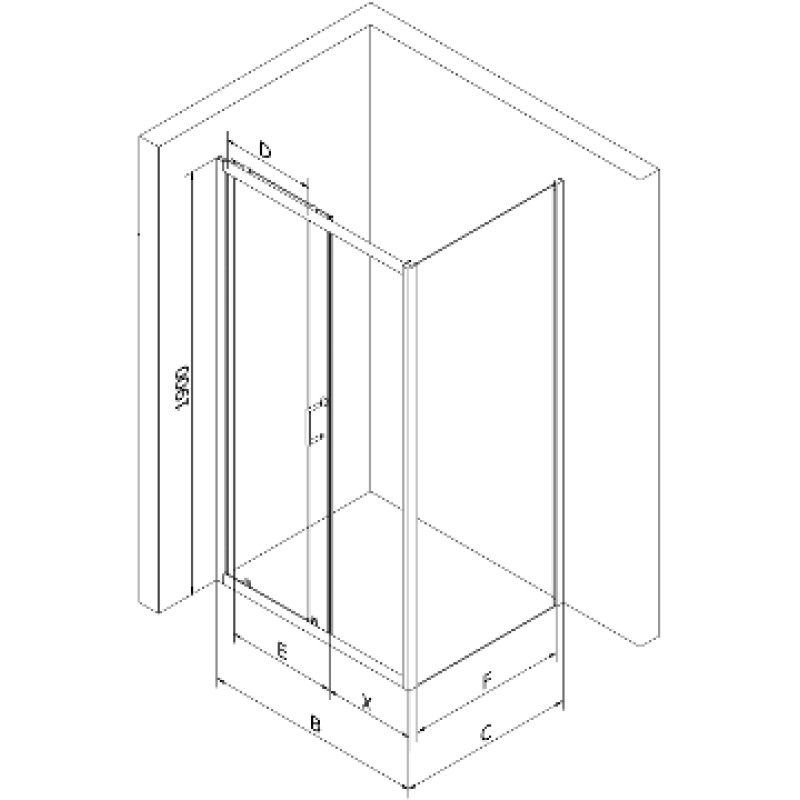 Mexen Apia 90 x 80 cm-es toló zuhanykabin, átlátszó, króm + Flat zuhanytálca, fekete - 840-090-080-01-00-4070