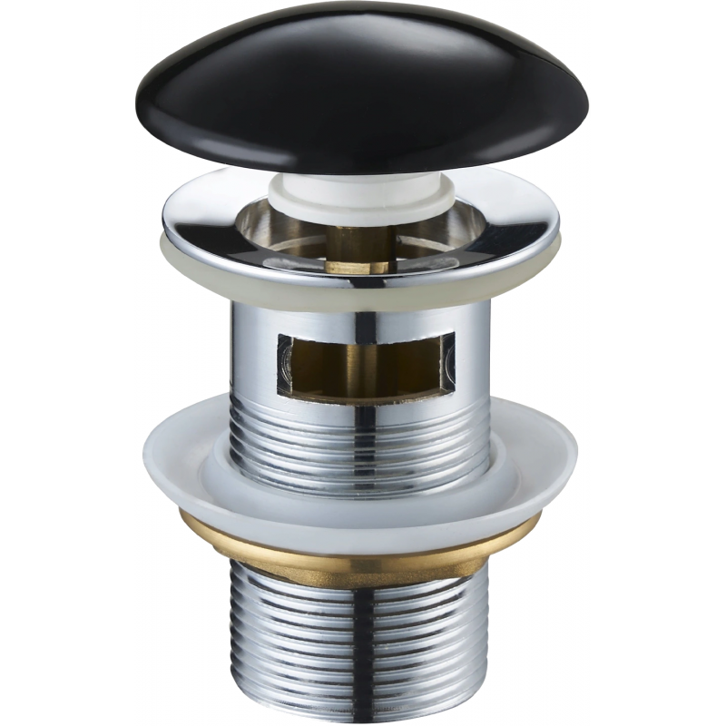 Mexen dop click-clack rotund cu preaplin, Negru ceramic - 79920-75