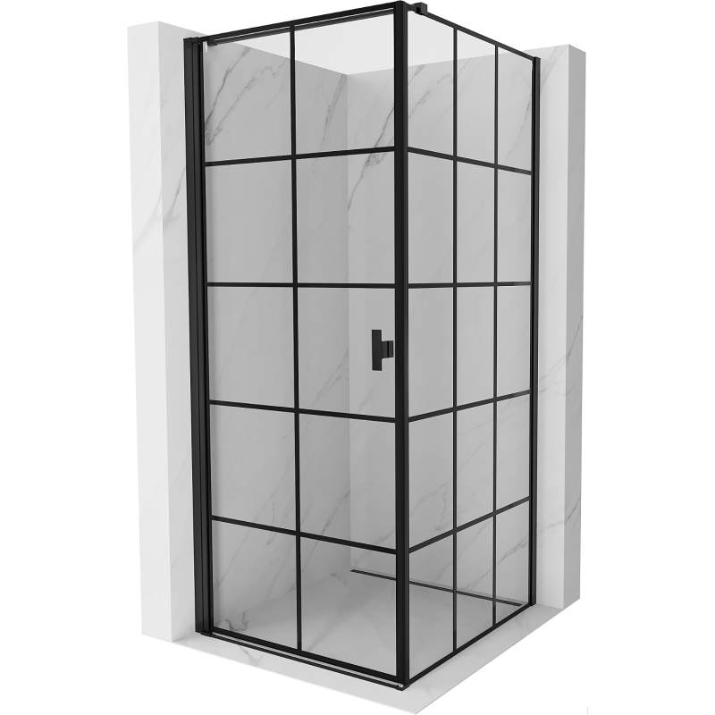 Mexen Mist-B cabină de duș cu ușă batantă stânga 90 x 90 cm, grilă neagră, negru - 8A2T-090-090-70-77-L
