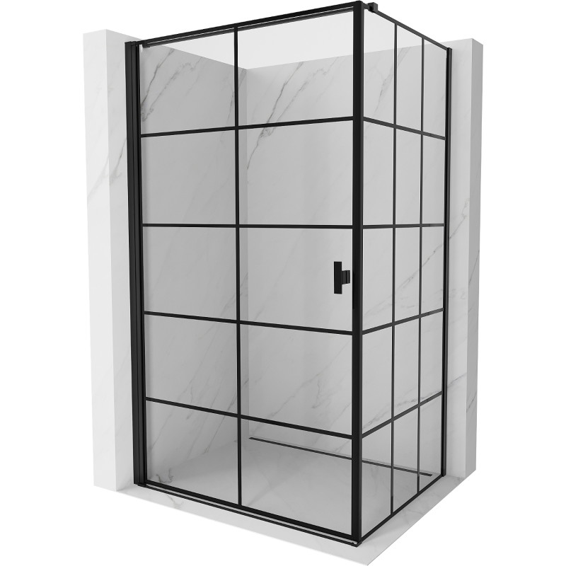 Mexen Mist-B balra nyíló zuhanyfülke 100 x 110 cm, fekete rács, fekete - 8A2T-100-110-70-77-L