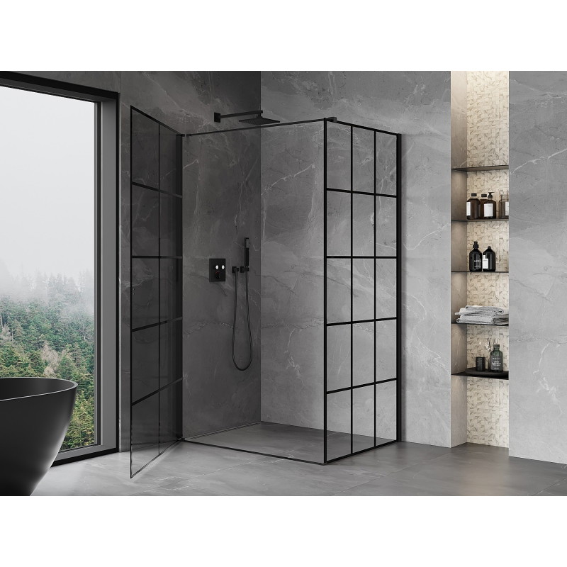 Mexen Mist-B balra nyíló zuhanyfülke 100 x 110 cm, fekete rács, fekete - 8A2T-100-110-70-77-L
