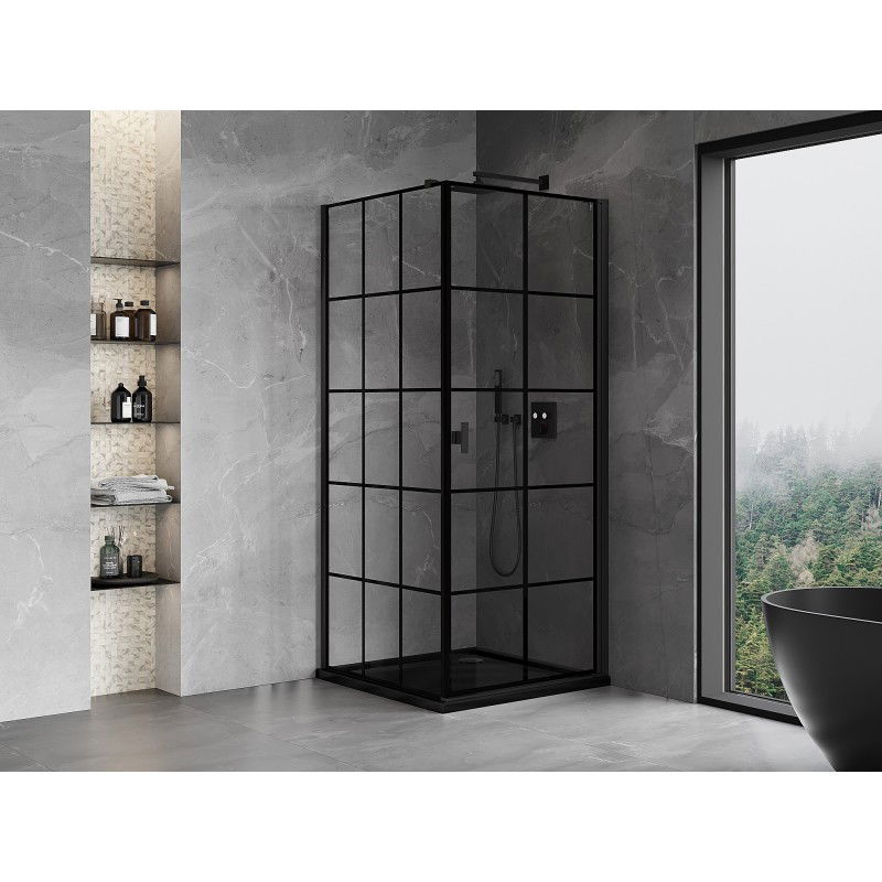 Mexen Mist-B cabină de duș cu deschidere dreapta 100 x 100 cm, grilaj negru, negru - 8A2T-100-100-70-77-P