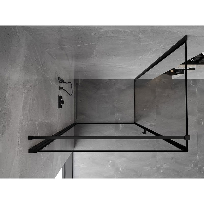 Mexen Mist-B cabină de duș pivotantă stânga 90 x 85 cm, cadru negru, negru - 8A2T-090-085-70-70-L