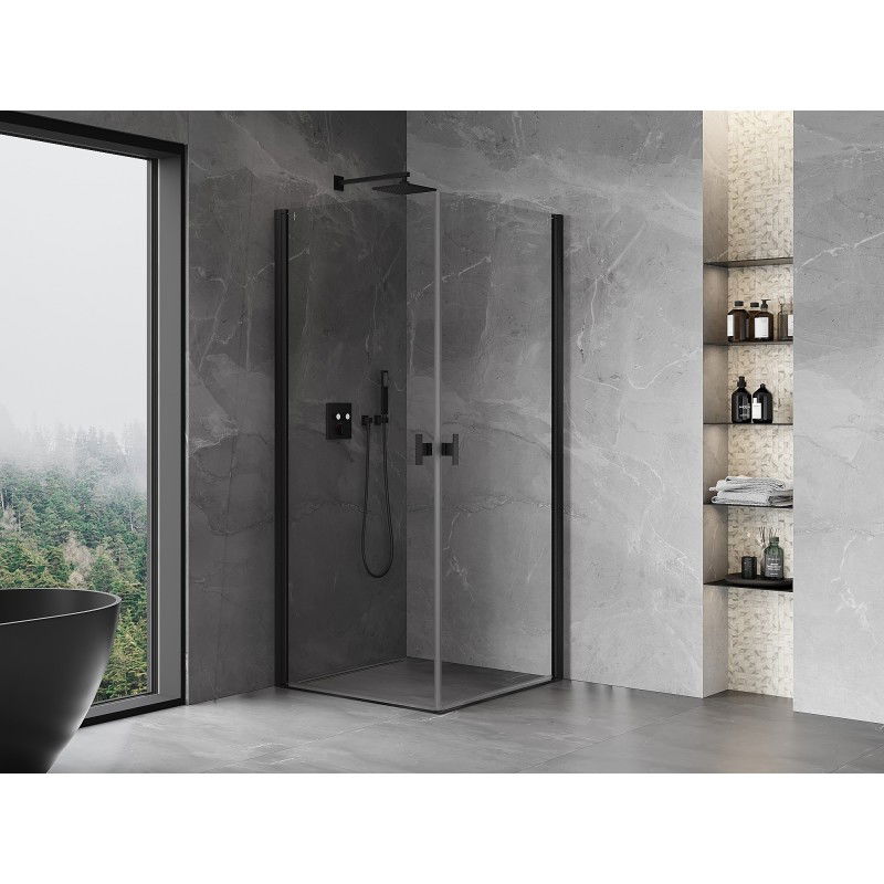 Mexen Mist-B Duo cabină de duș cu deschidere 95 x 95 cm, transparent, negru - 8A2-095-095-70-00