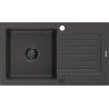 Mexen Pablo chiuvetă din granit cu 1 compartiment cu picurător 752 x 436 mm, Neagră picățele, sifon Neagră - 6510751010-76-B