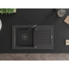 Mexen Pablo chiuvetă din granit cu 1 compartiment și scurgător 752 x 436 mm, negru cu stropi, sifon negru - 6510751010-76-B