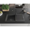 Mexen Pablo gránit egymedencés mosogató csepegtetővel 752 x 436 mm, fekete pettyes, fekete szifon - 6510751010-76-B