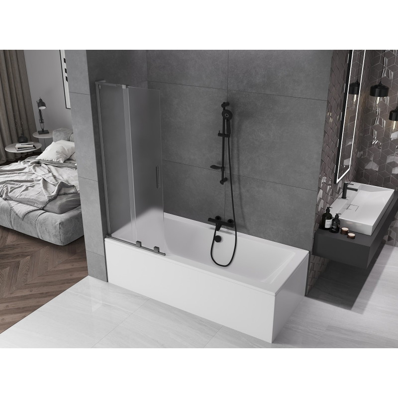 Mexen Velar L 2-szárnyas, toló zuhanyfal 70 x 150 cm, zuzmarás, gun gray kefélt - 896-070-003-31-66