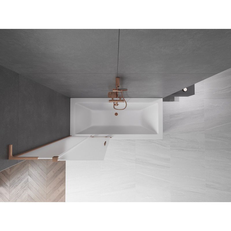 Mexen Velar L paravan cadă cu 2 uși glisante 80 x 150 cm, înghețat, cupru periat - 896-080-003-31-65