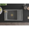 Mexen Elias egymedencés gránit mosogató csepegtetővel 795 x 480 mm, szürke, arany szifon - 6511791005-71-G