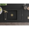 Mexen Elias chiuvetă granit 1-cameră cu picurator 795 x 480 mm, negru/argintiu metalic, sifon auriu - 6511791005-73-G