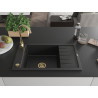 Mexen Elias gránit mosogató 1 rekeszes csepegtetővel 795 x 480 mm, fekete, arany szifon - 6511791005-77-G