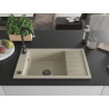 Mexen Elias Egymedencés gránit mosogató csepegtetővel 795 x 480 mm, bézs, fekete szifon - 6511791005-69-B