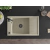 Mexen Elias1-medencés gránit mosogató edényszárítóval 795 x 480 mm, Bézs, szifon Fekete - 6511791005-69-B