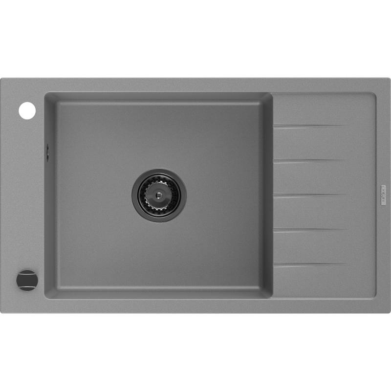 Mexen Elias chiuvetă din granit cu 1 compartiment cu picurător 795 x 480 mm, gri, sifon Neagră - 6511791005-71-B