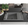 Mexen Elias chiuvetă de granit cu 1 compartiment, cu scurgător, 795 x 480 mm, gri, sifon negru - 6511791005-71-B