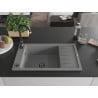 Mexen Elias chiuvetă de granit cu 1 cuvă și scurgător 795 x 480 mm, gri, sifon negru - 6511791005-71-B