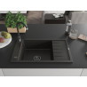 Mexen Elias gránit mosogató 1-medencés csepegtetővel 795 x 480 mm, fekete/arany metál, fekete szifon - 6511791005-75-B